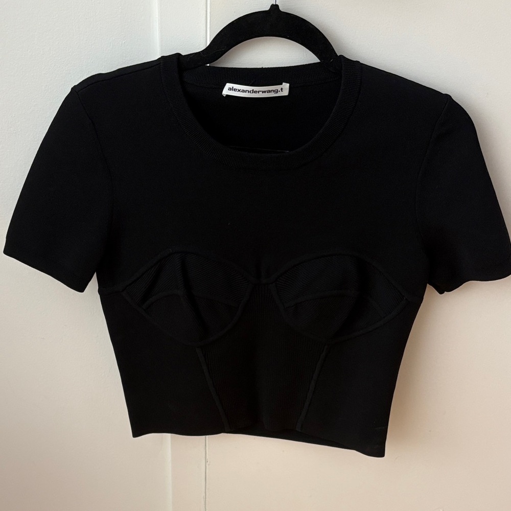 Alexander Wang Black Structured Crop Top